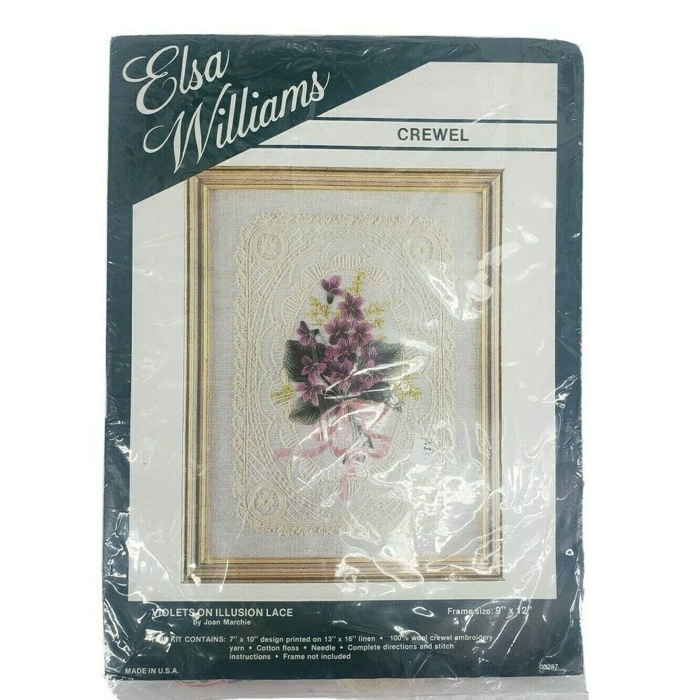 New Elsa Williams VIOLETS ON‎ ILLUSION LACE 00287